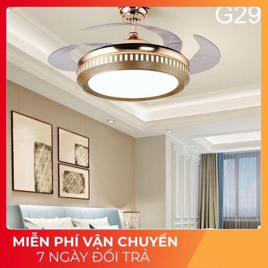 Quạt trần đèn dấu cánh, quạt có đèn tô điểm _cánh cụp cánh xòe 3 cách thức sáng có điều khiển