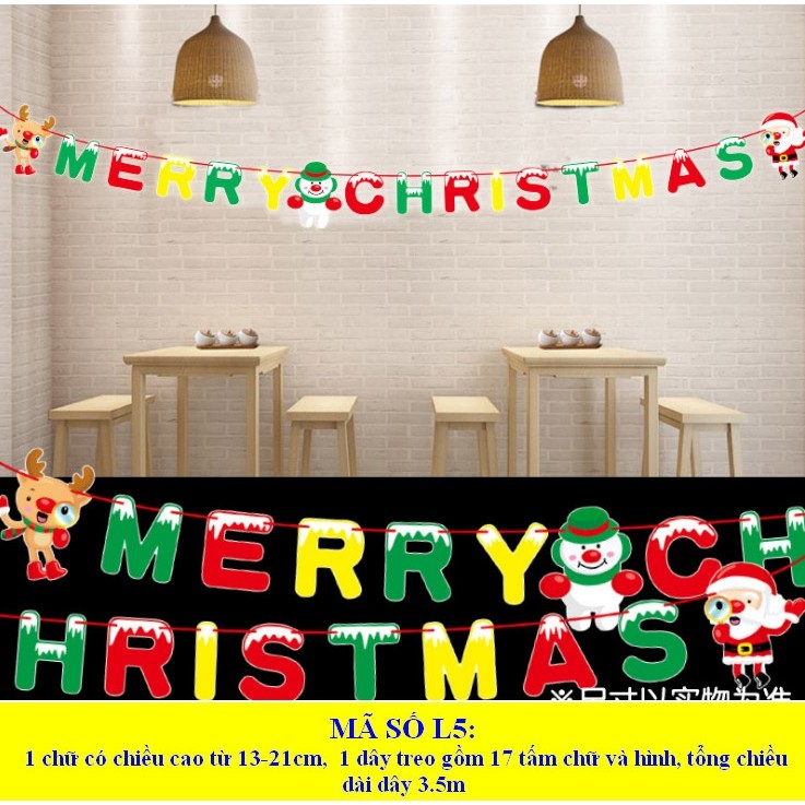 Dây treo trang trí noel Chữ Merry Chrismas mẫu L5