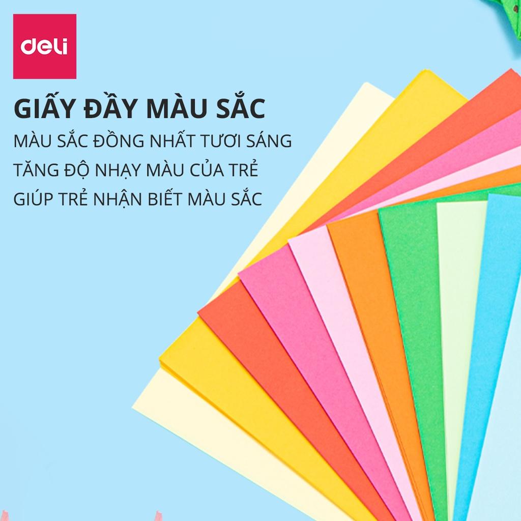 Giấy thủ công 100 tờ học sinh nhiều kích cỡ Deli - Có khổ A4 , giấy gấp origami , giấy gấp hạc hoa động vật - 83631 / 83632 / 83633 / 83634