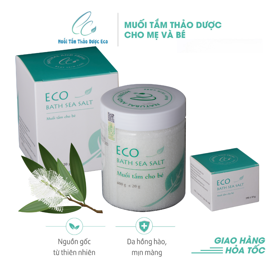 Combo 4 tặng 1-Muối tắm Sinh Dược Eco 400g- Tặng kèm 1 lọ 200g- có tem chống hàng giả