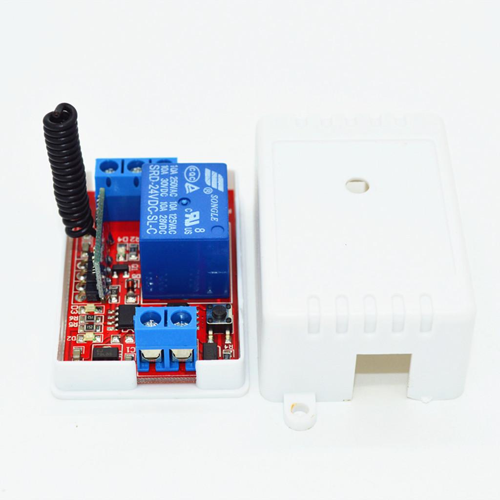 24V 1-Channel 433M 2-Button White Remote Control Switch + Receiver Module