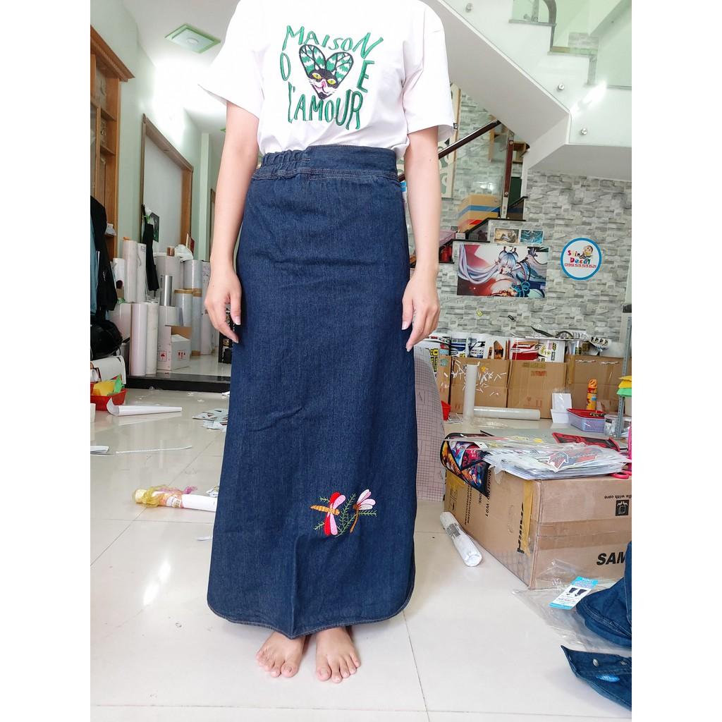 Váy chống nắng jean xẻ tà 2 bên cao cấp