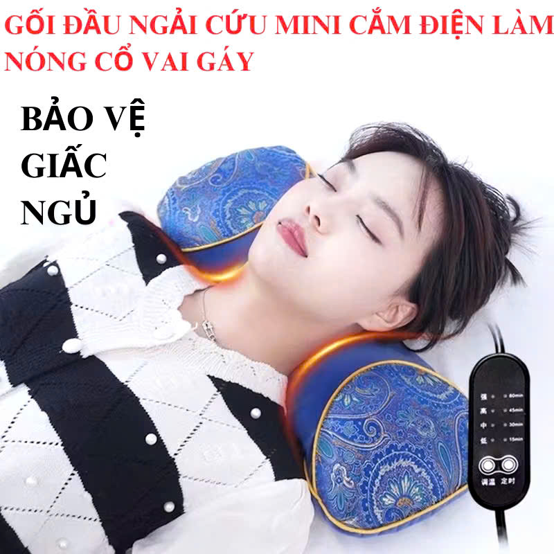 Gối Ngải Cứu Cắm Điện Giảm Đau Vai Gáy chống đột quỵ Gối Thảo Dược Hương Thơm Thảo Mộc