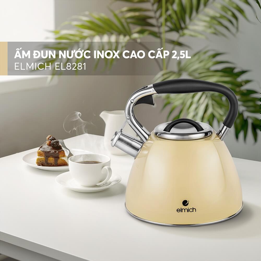 Ấm Đun Nước Elmich EL-8281 2.5L, Hàng Chính Hãng, Có Còi Báo, Inox 304, Dùng Được Mọi Bếp - JoyMall