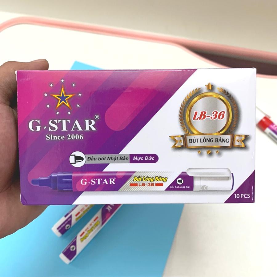 Hộp 10 Cây Bút Lông Bảng Gstar LB-36 Xanh, Đỏ Sản Xuất Tại Ấn Độ