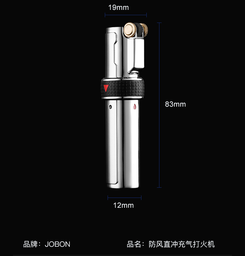 Vỏ Hột Quẹt Bật Lửa Jobon ZB-696 Khò 3 Tia Sử Dụng Gas Đá Cao Cấp Có Khóa Rảnh Tay - Nhiều Màu