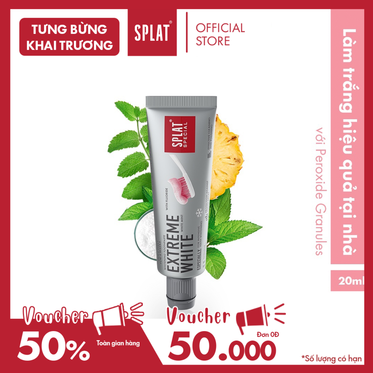 Kem Đánh Răng SPLAT Extreme White Special series Chứa Các Ion Florua Hạn Chế Sâu Răng Bảo Vệ Toàn Diện Khoang Miệng 20ml