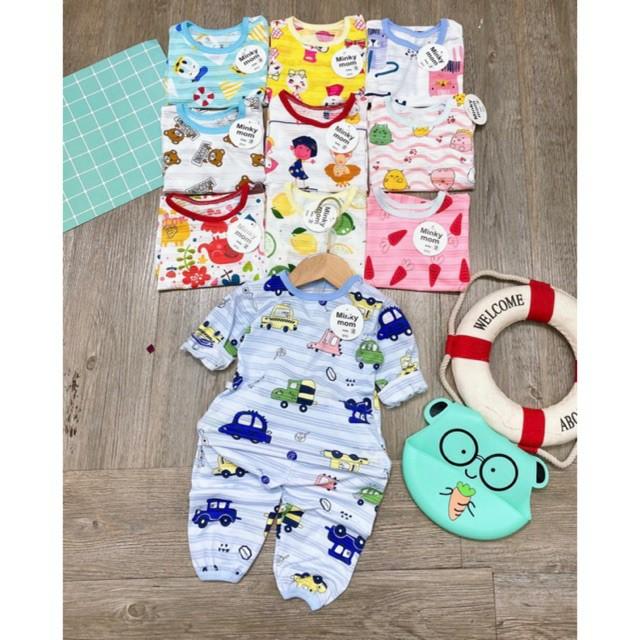 Bộ quần áo dài tay giấy thái Minky mom họa tiết ngộ nghĩnh cho bé từ 0-15 tháng