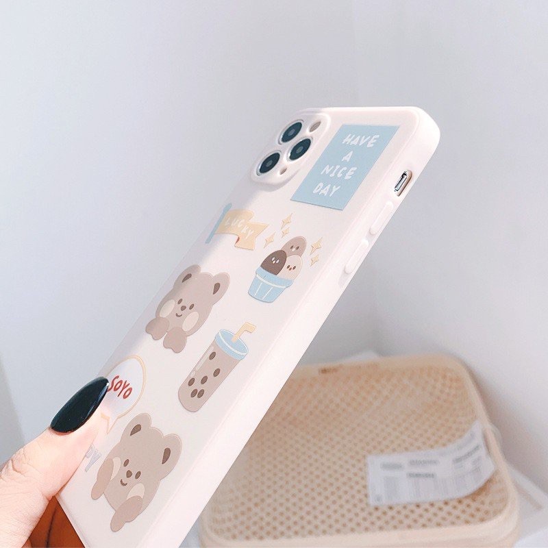 Ốp Lưng Cạnh Vuông Gấu Soyo Dành Cho iPhone 6 / 6 Plus / 7 / 7 Plus / 8 / 8 Plus / X / Xs / Xs Max / 11 / 11 Pro / 11 Pro Max / 12 / 12 Pro / 12 Pro Max