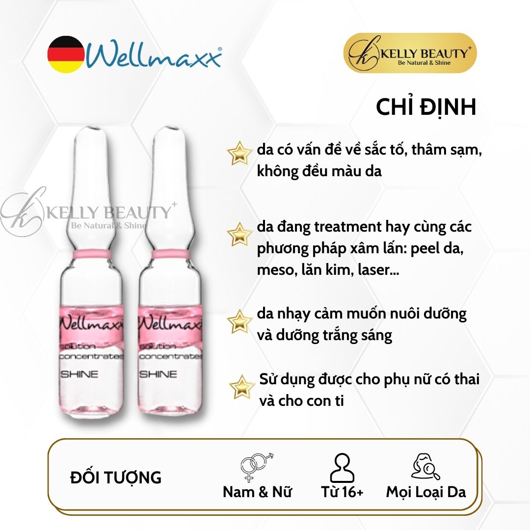 Huyết Thanh Sáng Da Phase 2 Shine WELLMAXX - Sáng Da, Ngừa Tăng Sắc Tố, Mờ Thâm Nám; Phục Hồi Da Sau Peel | Kelly Beauty
