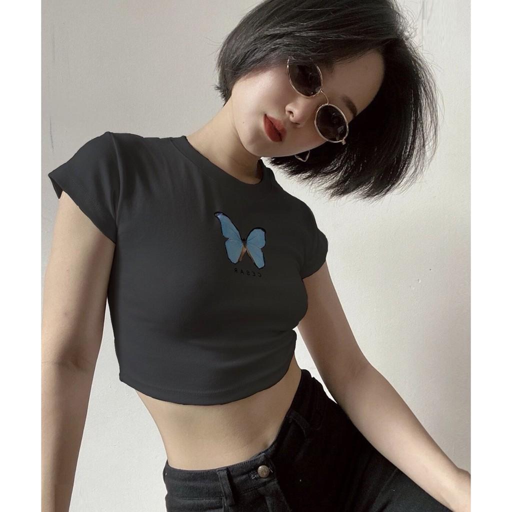 Áo croptop kiểu Basic JOY BABE form ôm  thun xịn co giãn 4 chiều,hình in sắc nét,áo crop top kieu tay ngắn CRON 125 -5D