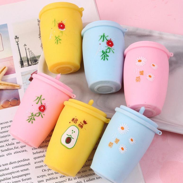 Squishy Mochi hình CỐC TRÀ SỮA EMOJI mềm mịn dễ thương chân thực giảm stress co dãn đàn hồi