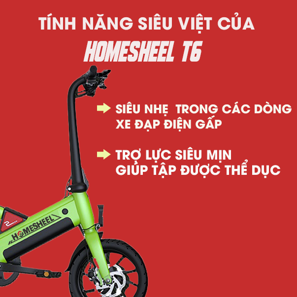 Xe điện gấp gọn trợ lực thông minh Homesheel T6 phiên bản mới nhất