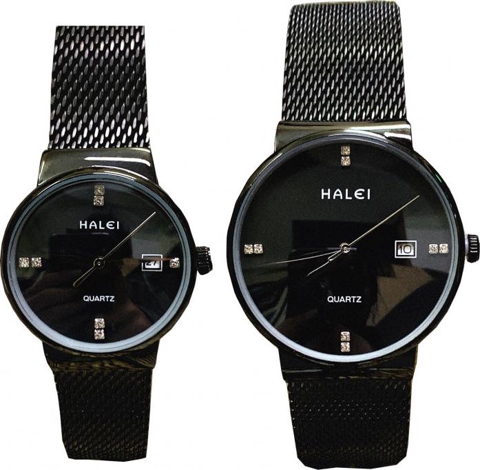 Cặp Đồng Hồ Nam Nữ Halei HL8024 full đen