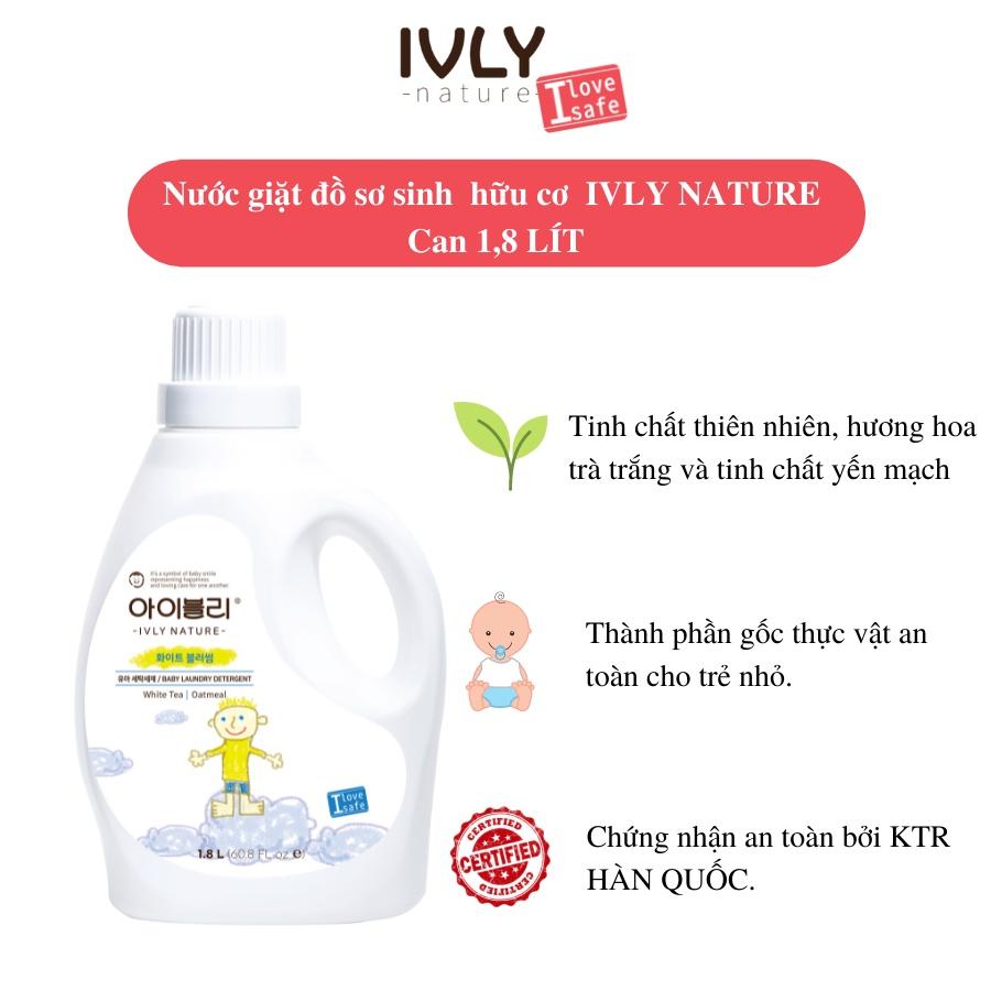 Nước giặt quần áo trẻ sơ sinh Hàn Quốc IVLY NATURE hương hoa trà trắng và tinh chất yến mạch dung tích 1800ml ivly004