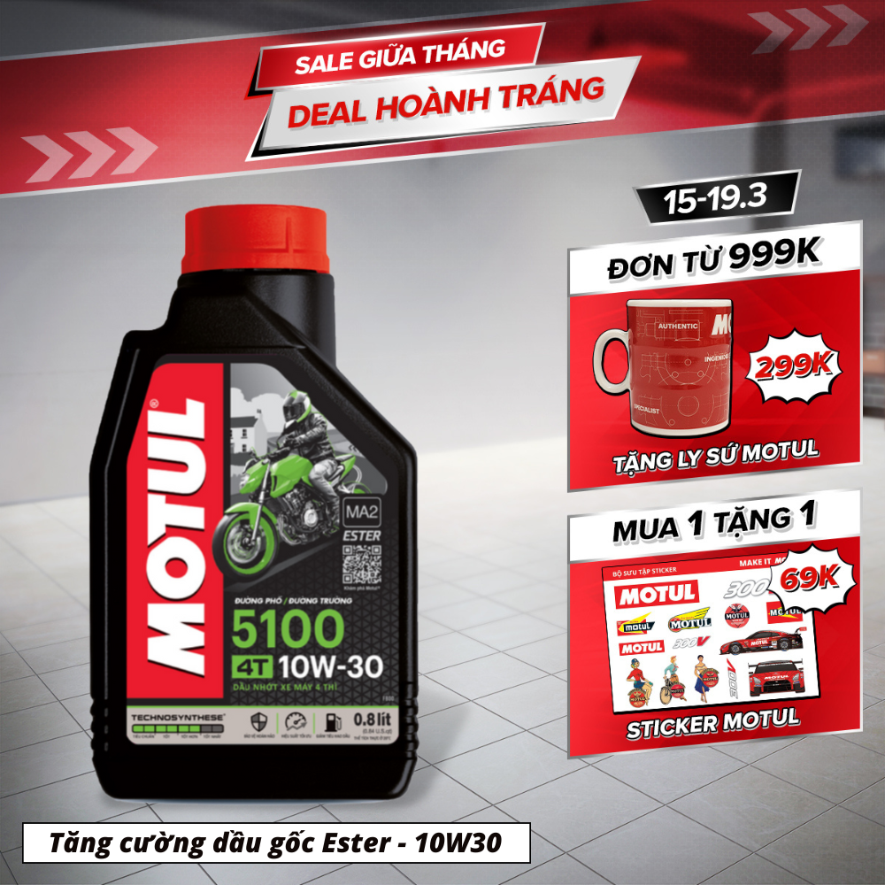 Dầu nhớt xe máy MOTUL 5100 4T 10W30 - Hàng chính hãng