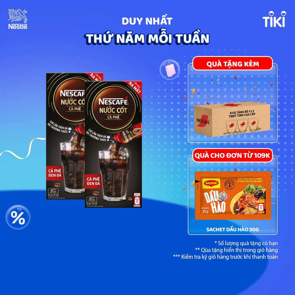 [Quà tặng tháng 11 - Mua 1 Tặng 1 Bộ 3 Ly thủy tinh] Combo 4 hộp Nước Cốt Cà Phê NESCAFÉ Cà phê Đen Đá