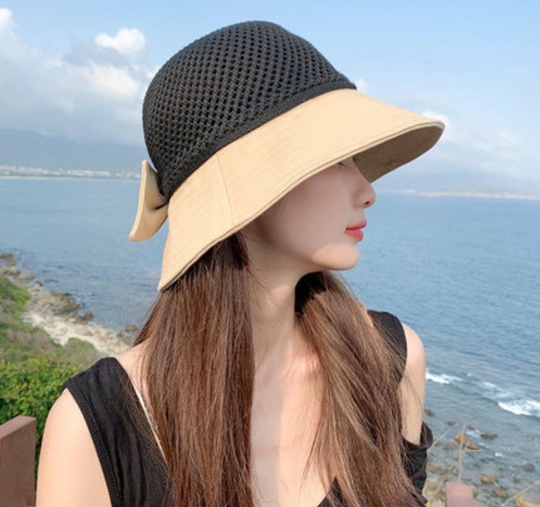 Nón nữ đi biển đẹp mũ rộng vành chống nắng UV cho nữ chất liệu cói vải gấp gọn dona2203204