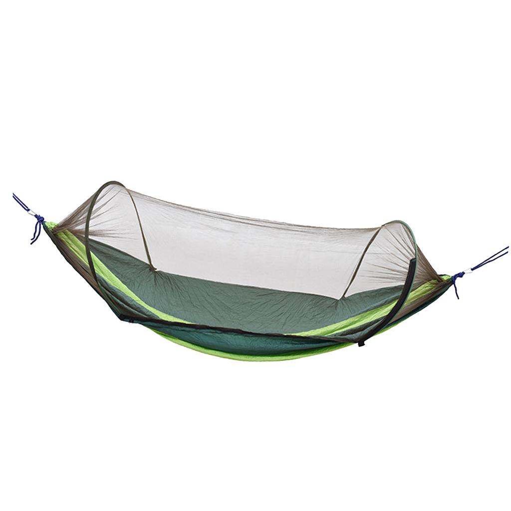 Outdoor Camping Hammock Boat Hanging Bed with Mosquito Net Dark Green