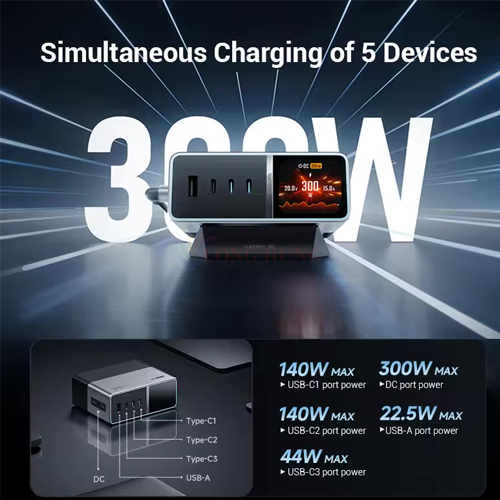 Bộ sạc nhanh Cuktech GaN Ultra 30 1USB 3Type-C 300W TA3005U - Hàng chính hãng