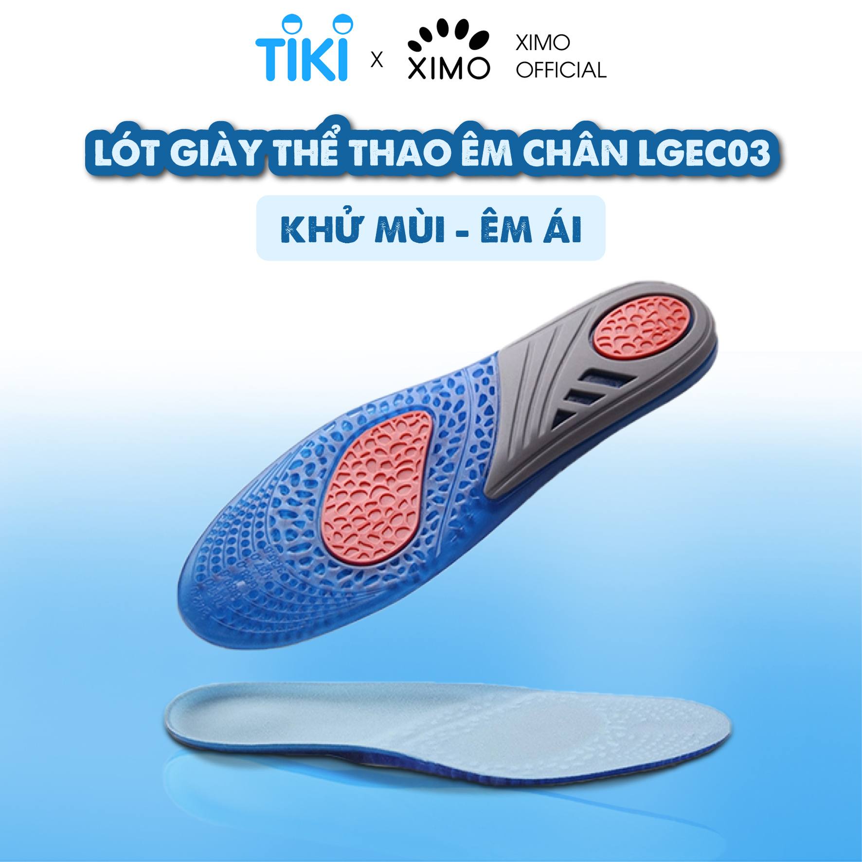 Lót giày êm chân thể thao Silicon khử mùi cao cấp LGEC03 - Size M 41-44 - C3