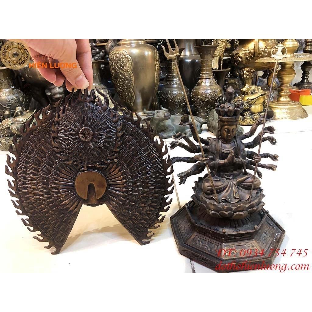 Tượng Phật Nghìn Tay Nghìn Mắt Màu Nâu Cao 25cm