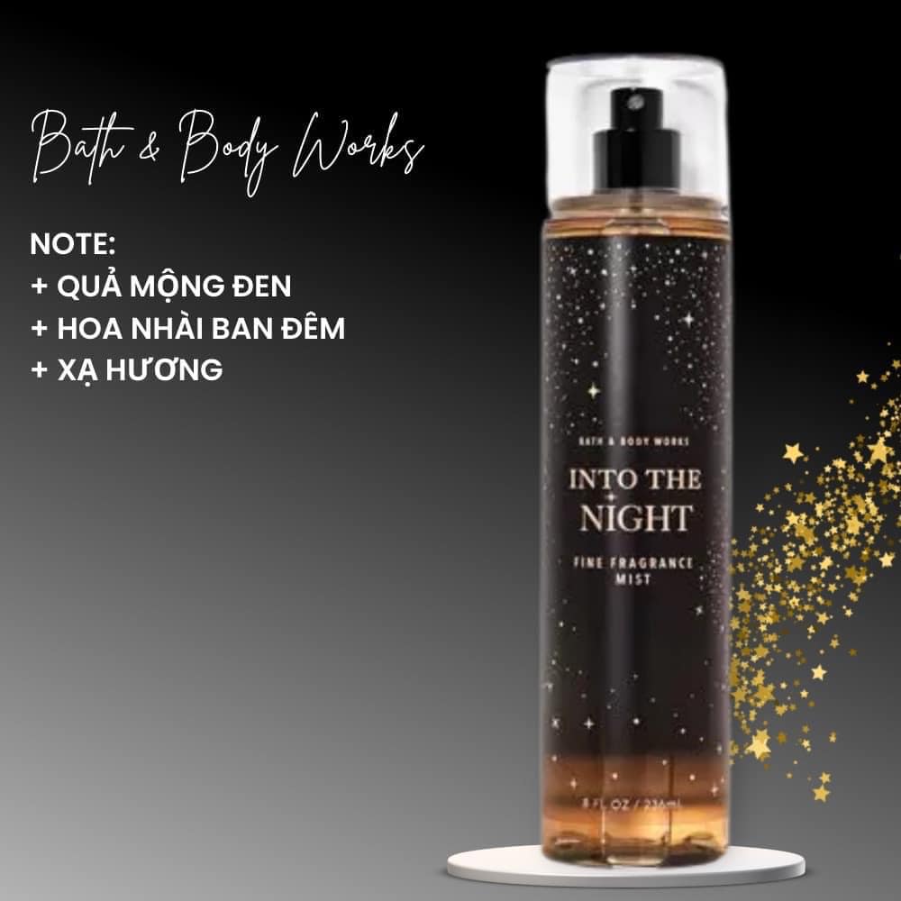 Chai xịt toàn thân body mist bath&amp;body into the night 236ml  MẪU MỚI ( không xuất hóa đơn đỏ )