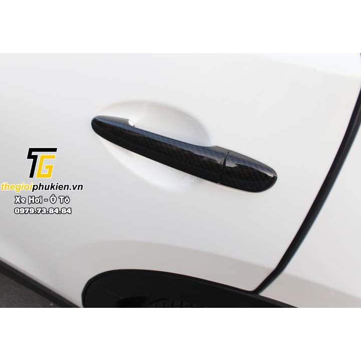Bộ ốp tay nắm cửa xe Mazda CX8, CX-8 vân Carbon - Tặng miếng dán trong suốt chống xước hõm cửa