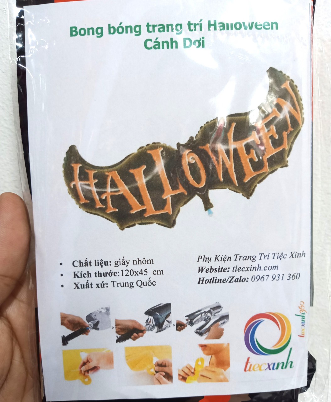 Bong bóng Cánh Dơi trang trí Halloween