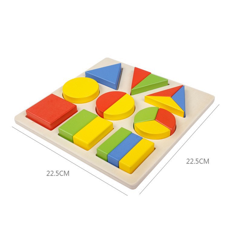 Đồ chơi bảng ghép ghép phân số hình học gỗ, đồ chơi ghép khối hình học cơ bản thông minh cho bé