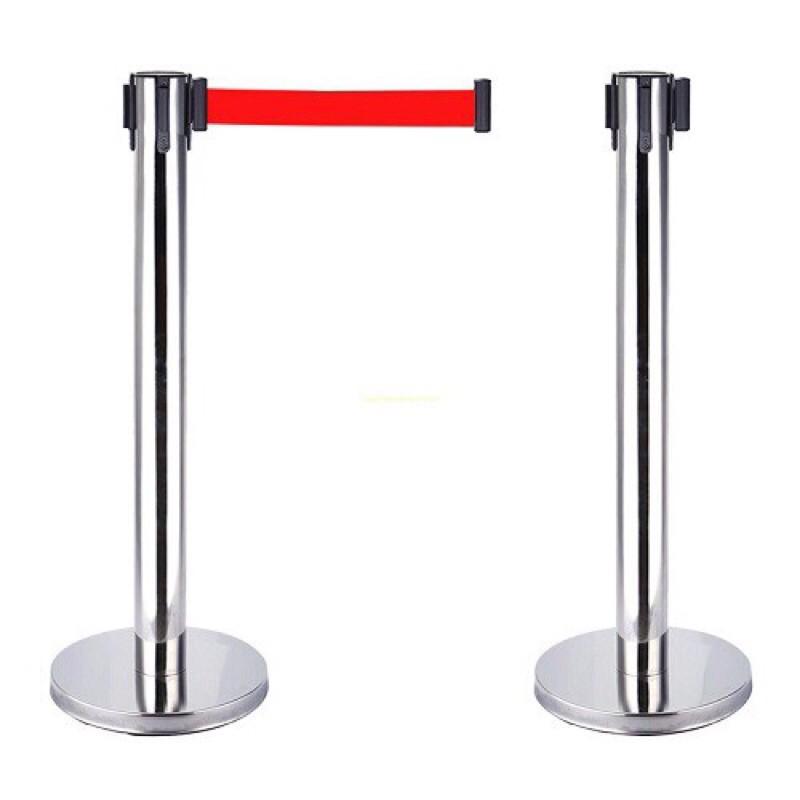 Cột chắn inox dây kéo 5m đỏ