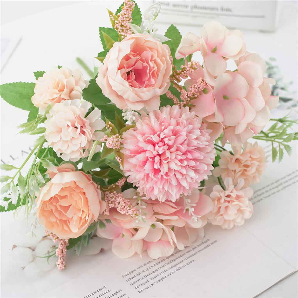 2Pcs 7 Head Artificial Fake Peony Flower Bouquet for Home Garden Wedding