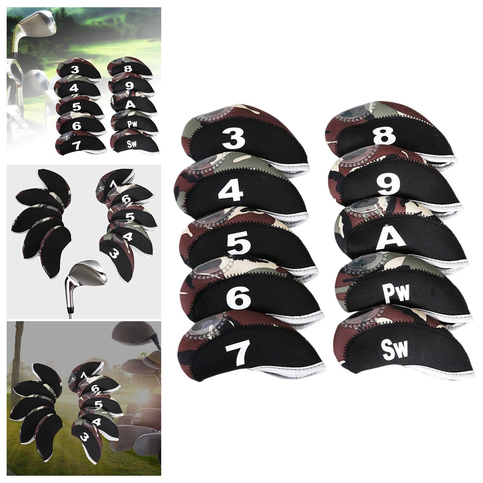 10Pcs Golf Iron Covers Set Golf Club Head Cover Fit Most Irons 3,4,5,6,7,8,9,A,P,S with Number