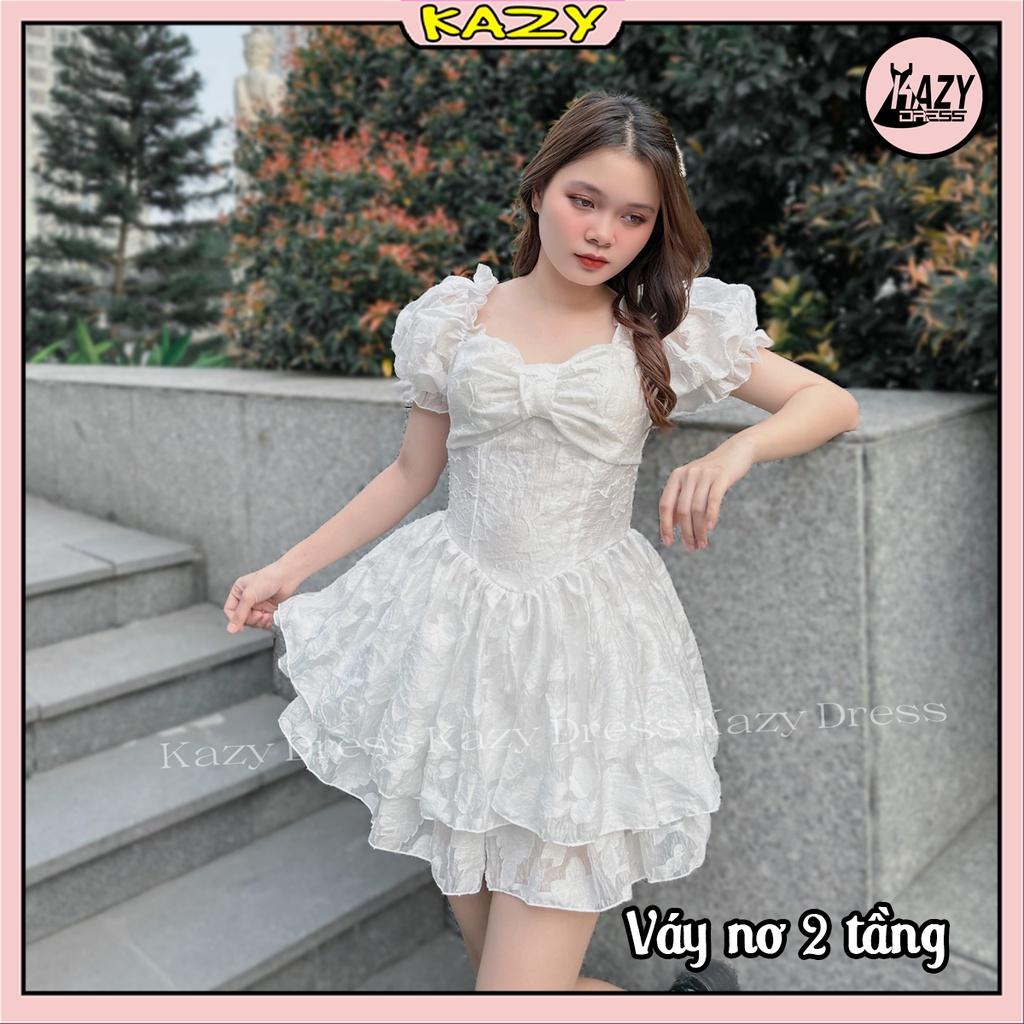 Váy xòe 2 tầng đính nơ phong cách tiểu thư sang chảnh KAZY DRESS V045