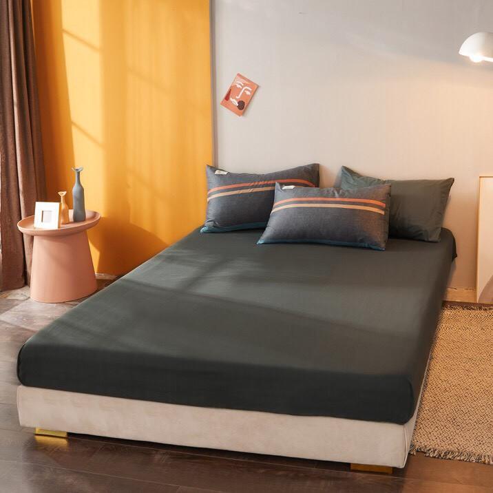 Bộ 4 Món Ga Gối Cotton Tici Xuất Nhập 100% Êm Ái Mềm Mại Cao Cấp - Nâu Đen