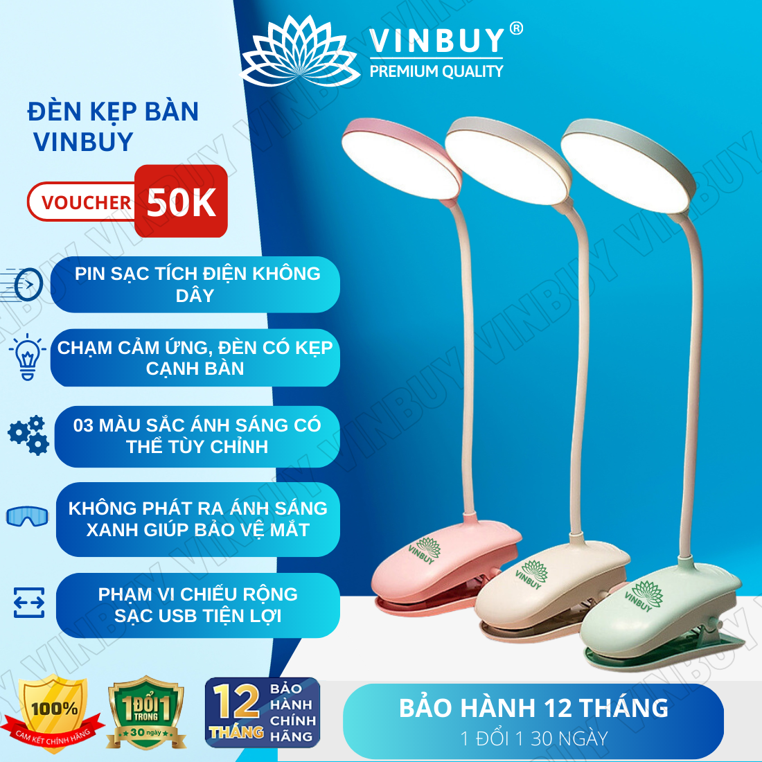 Đèn Học Chống Cận Thị, Đèn Đọc Sách, Đèn Làm Việc Để Bàn Chống Chói Mắt Lóa Mắt Bảo Vệ Mắt, Kẹp Đầu Giường - Điều Chỉnh Được Độ Sáng - Hàng Chính Hãng - VinBuy