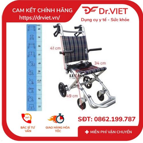 - Xe lăn xách tay cao cấp Lucass X11 - Xe lăn nhôm du lịch, dễ dàng gập gọn và mang theo,trang bị thêm dây đai an toàn,phù hợp sử dụng cho trẻ em hay người lớn có tải trọng dưới 75kg