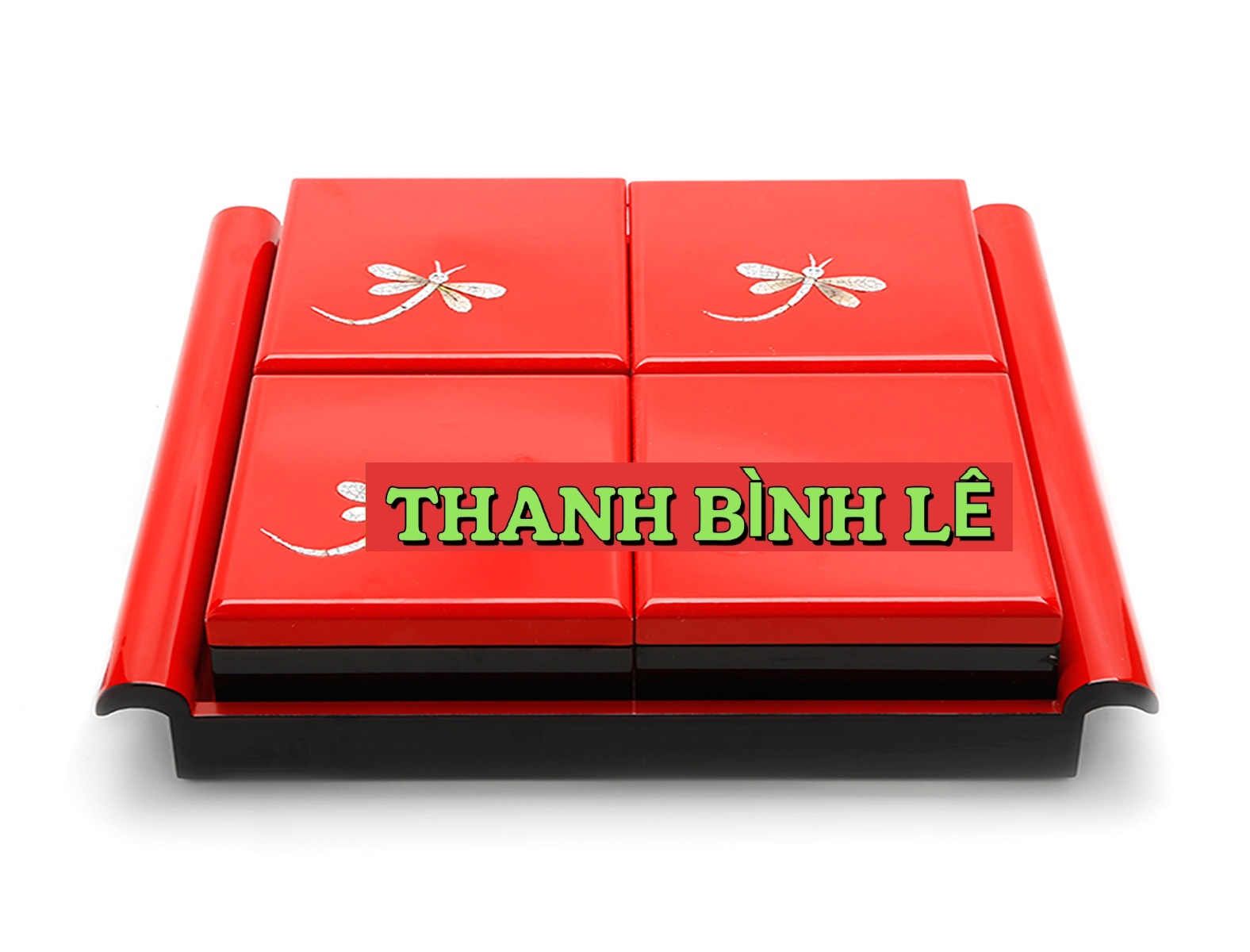 Khay Sơn Mài Thanh Bình Lê cẩn trứng cao cấp hàng xuất khẩu size 35x24x3 cm