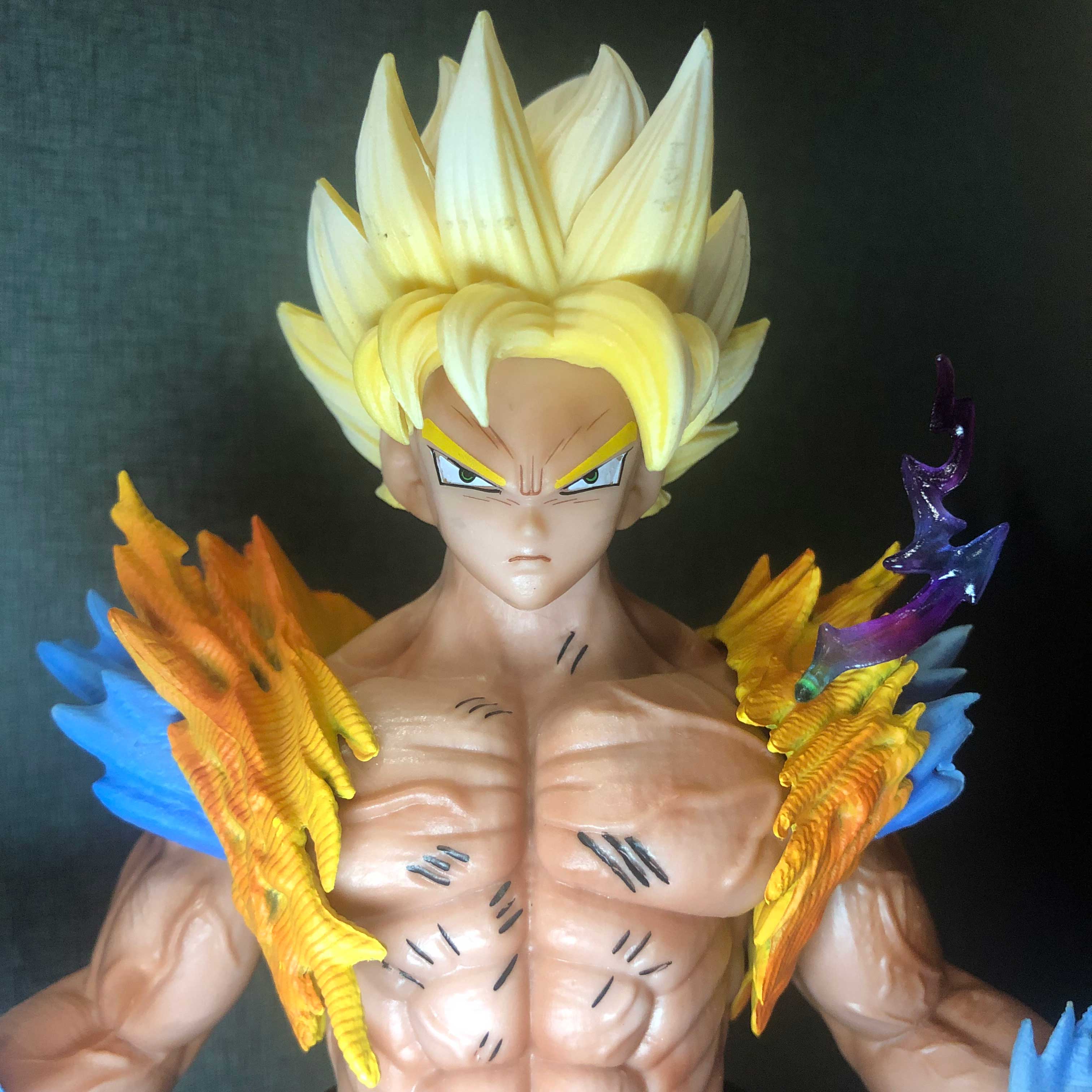 Mô hình Son Goku SSJ 3 kèm 2 bán thân 35 cm có LED - Dragon Ball