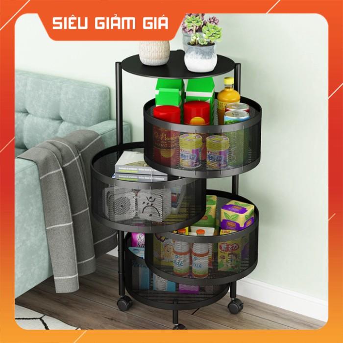 Kệ Xoay tròn, vuông Đa Năng, Kệ Rau Củ Quả 3/4/5 Tầng Có Bánh Xe Di Chuyển.