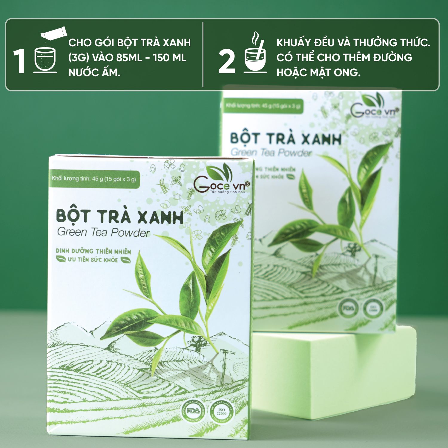 Bột trà xanh nguyên chất Goce - 45g ST