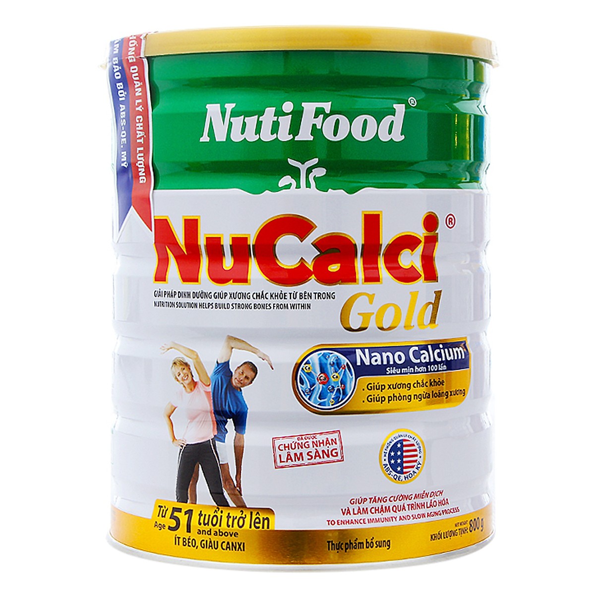 2 Hộp Sữa Bột Nucalci Gold 51 Tuổi Trở Lên (Lon Thiếc 800g)