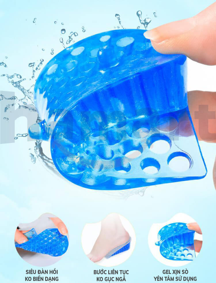 COMBO 4 Miếng Đệm Gel Lót Giày Tăng Chiều Cao Hamart Tuyệt Đỉnh Êm Ái Thoải Mái Gấp 4 Lần