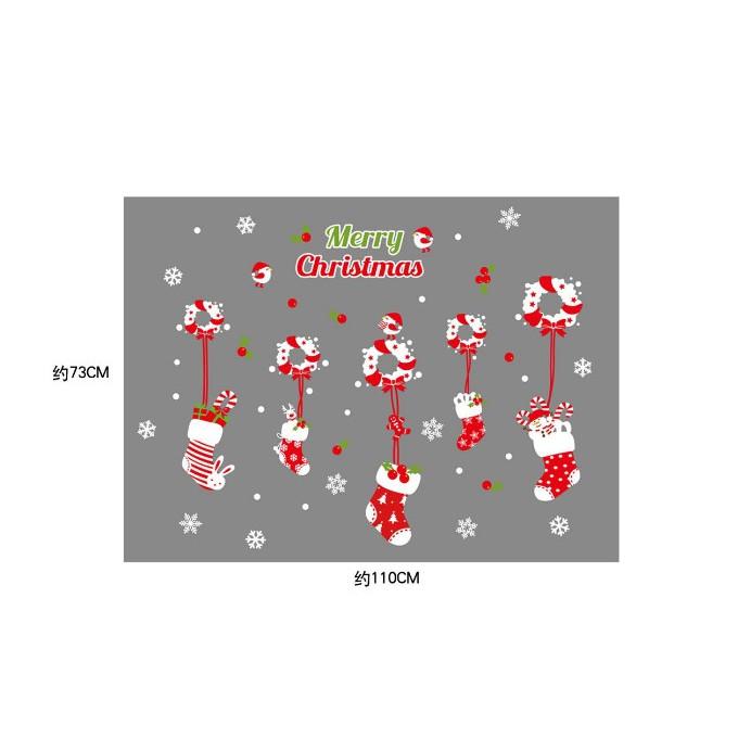 Decal trang trí noel vớ đỏ mừng giáng sinh