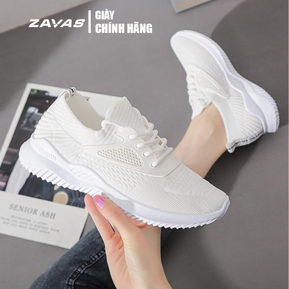 Giày thể thao sneaker nữ màu trắng đế êm nhẹ thoáng khí thương hiệu ZAVAS - S393 - Hàng chính hãng