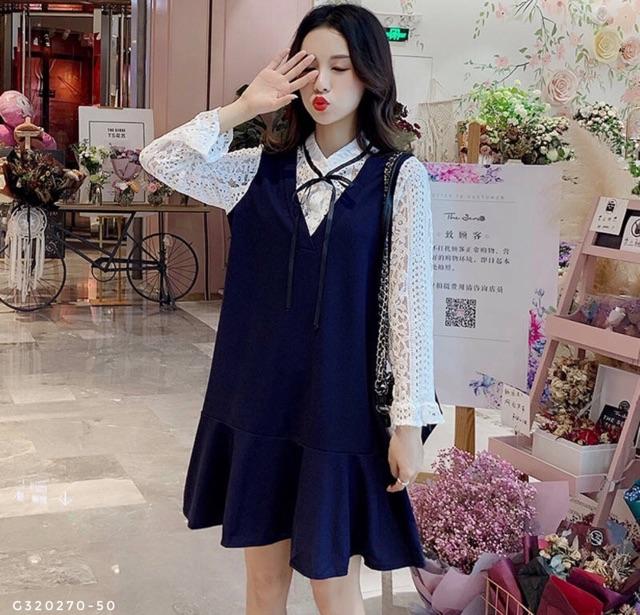 Váy suông phối ren cho con bú ẢNH THẬT