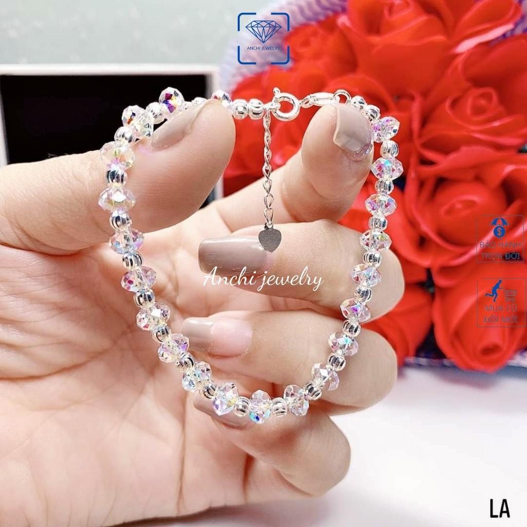 Vòng tay đá pha lê nữ bạc ý 925 cao cấp đeo cực cute - Anchi jewelry, quà tặng bạn gái