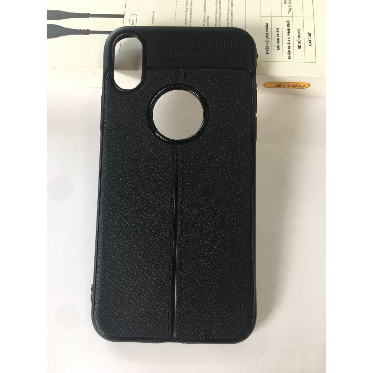 Ôp silicon giả da mầu đen cho iphone X/Xs