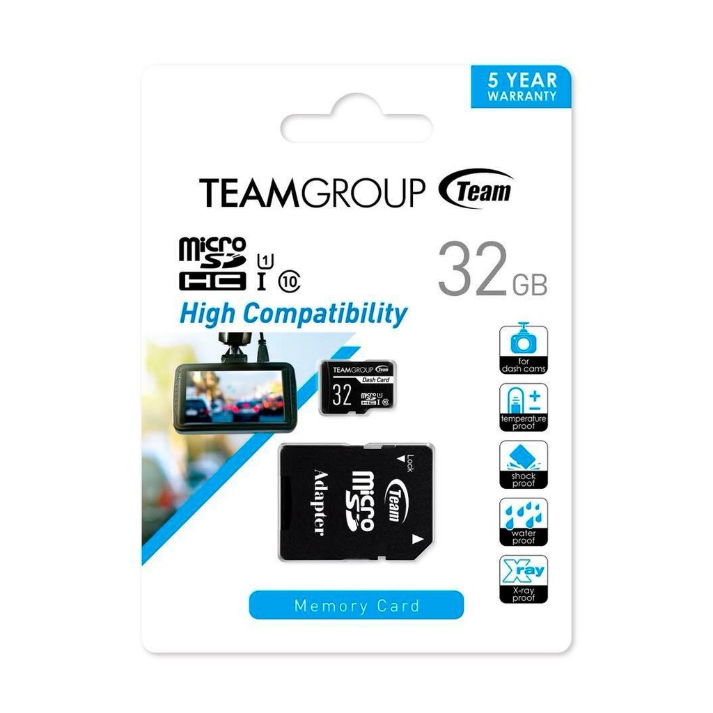 Thẻ nhớ 32gb Dash Card chuyên dụng cho Camera up to 80MB/s microSDHC Team class 10 U1 (Đen) - Hàng Chính Hãng