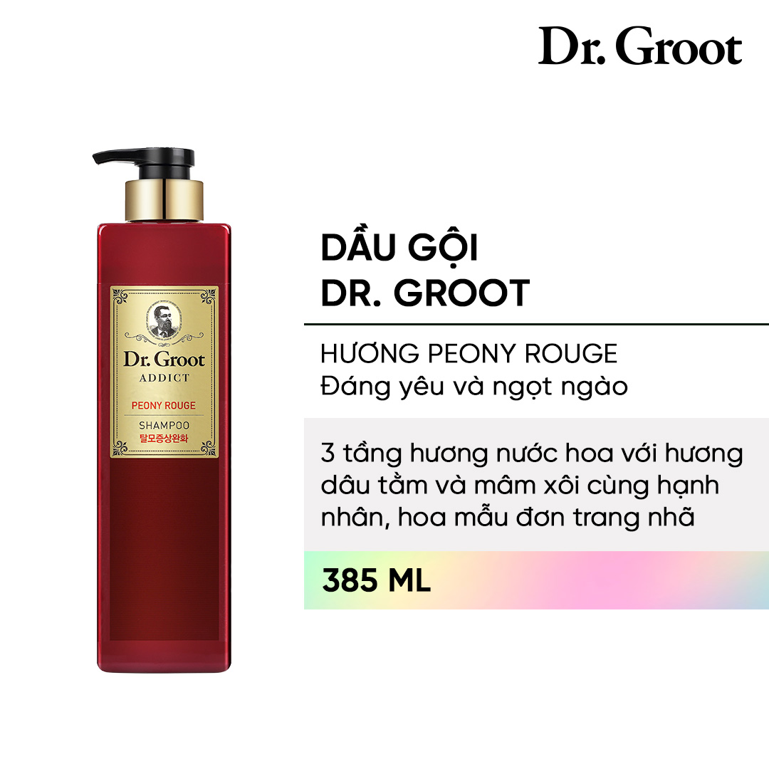 Dầu gội chăm sóc da đầu và ngăn tóc gãy rụng REEN DR. GROOT ADDICT SHAMPOO PEONY ROUGE SCENT 385 ml